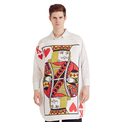 Adult King of Hearts card costume with printed playing card tunic