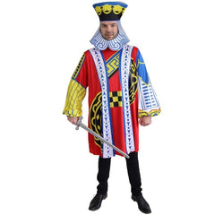 King of Hearts Novelty Adult Costume, funic with attached jacket and foam headpiece.