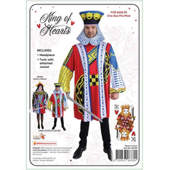 King of Hearts Novelty Adult Costume, funic with attached jacket and foam headpiece.