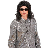 80s music inspired black soft curl costume wig