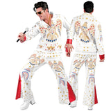 Adult king of rock and roll fast costume with white stage outfit
