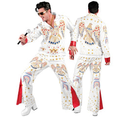 Adult king of rock and roll fast costume with white stage outfit