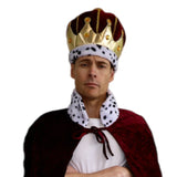 Gold King's Crown with gem detail and leopard print trim front view