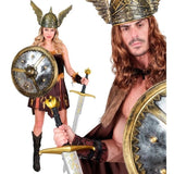 Couple of vikings with king sword