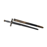 75cm knight sword with sheath, featuring wood and stone texture, ideal for medieval or fantasy costumes