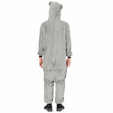 Back view of adult koala jumpsuit costume