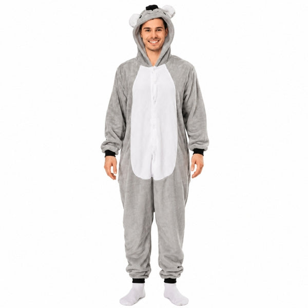 Adult koala jumpsuit costume with hood for Book Week, Australia Day and Australian wildlife events