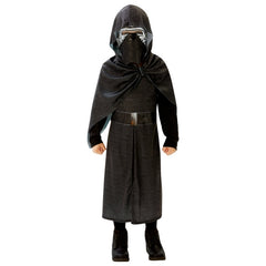 Child wearing an officially licensed Deluxe Kylo Ren Star Wars costume with hooded cape and mask, perfect for Book Week, May the 4th and Halloween.
