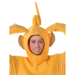 Laa-Laa Teletubbies Deluxe Costume - Adult, yellow onesie with attached feet and gloves, inside pocket for cushion, seperate hood, one size fits most.