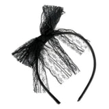 Black lace bow headband adult 80s costume accessory