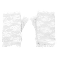 Lace fingerless white gloves.