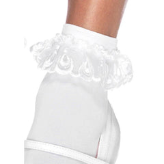Lace trim anklet socks – Leg Avenue in white