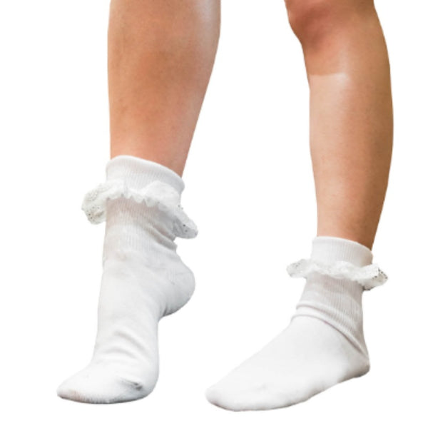 White ankle socks with delicate lace trim – adult size Oktoberfest accessory