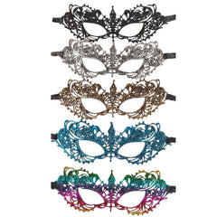 lace-mask-in-five-decorative-colours-black,-silver,-gold,-blue,-and-multicolor-on-a-white-background.