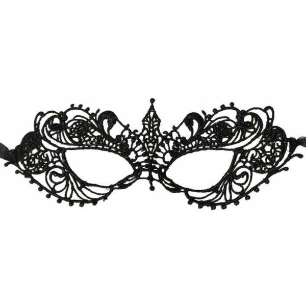 Black lace mask on a white background