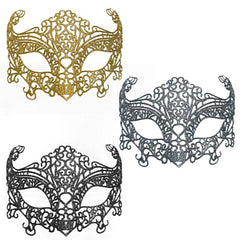 Lacy Mask w/Glitter-Asst Colors, lightweight plastic in a lace design covered in glitter, gold, grey and black.