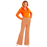 retro flared pants orange rhombus design