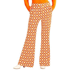 ladies 70s flared pants rhombus print