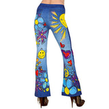 Back of 70s printed hippie jeans leggings