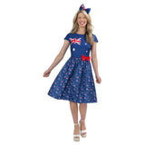 Ladies Australia flag costume dress with bow at waist