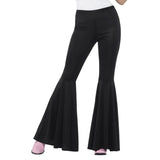 Women's 1970s black flared trousers for disco and retro costumes