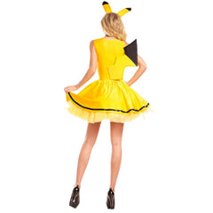 Ladies Electric Mouse - Hire, yellow dress with attached black tail, headband with ears and petticoat.