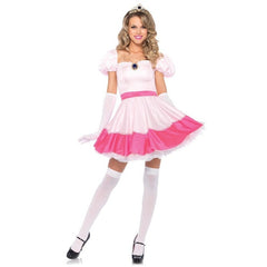Pink Princess Costume - Hire, two tone pink dress with puffy sleeves, petticoat, crown and gloves.