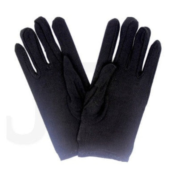 Short black ladies gloves front view