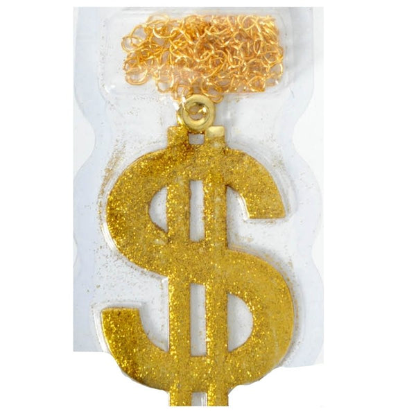 large glitter dollar sign necklace on light weight chain