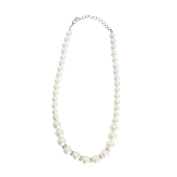 Large pearl necklace with diamantee rondells for 1920s flapper costume accessory