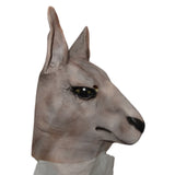 Latex kangaroo mask in grey, realistic look.