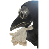 Plague doctor mask with long black nose on a white background