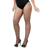  Black fishnet lattice net tights in X-Large size, featuring an open net design for a bold, stylish look.