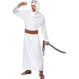 White Lawrence of Arabia long robe, headdress and brown belt