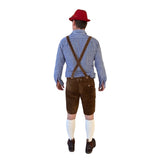 Deluxe Hans Brown Leather Lederhosen  - Hire includes lederhosen with adjustable waist at back and wool hat.