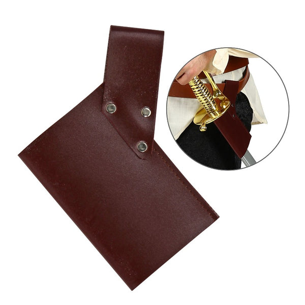 Brown PVC leather-look sword holster – slides through belt – medieval costume accessory