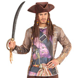 Soft brown leather look pirate tricorn with dreadlocks