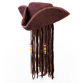 Leather Look Pirate Tricorn with Dreadlocks