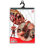 Packaging for warrior arm guards with product details and usage examples.