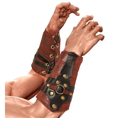 Leather look Roman and Greek arm guards costume accessory