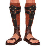 Leather look Roman and Greek leg guards gladiator costume accessory