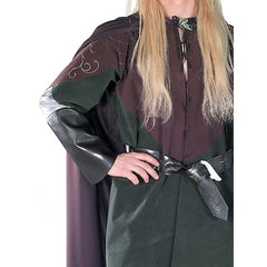 Adult Legolas costume with tunic, black cloak, belt, and boot covers from The Lord of the Rings