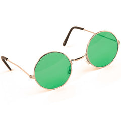 Round green lens Lennon glasses with gold frame – perfect for retro costumes.