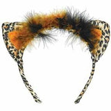 leopard cat ears feather headband animal costume accessory