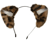 Furry animal ears with a headband on a white background