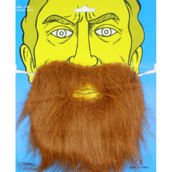 Light brown party beard with attached moustache and elastic strap – ideal for pirate or old man costumes