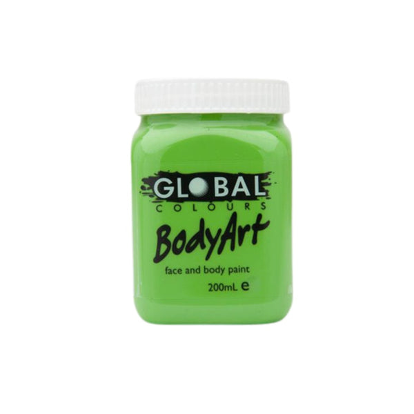 Light green face and body paint by Global, non toxic and available in 45ml or 200ml