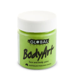 Light green face and body paint by Global, non toxic and available in 45ml or 200ml