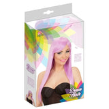 Lilac Fashion Wig with long straight hair – Widmann colour box packaging