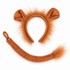Lion ears and tail costume set with plush lion ears headband and matching tail.